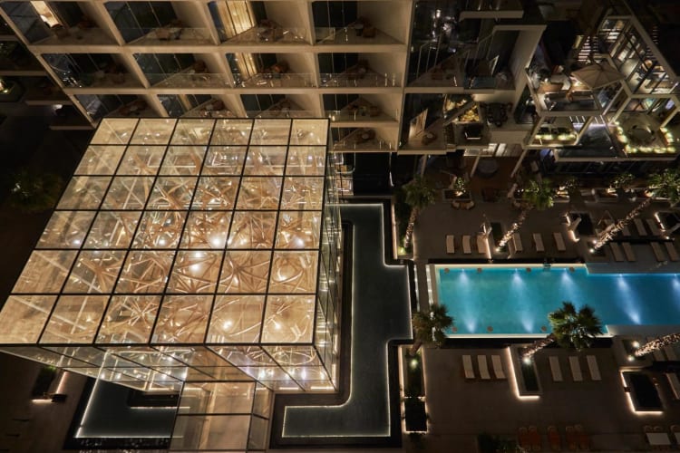 The Cube at night